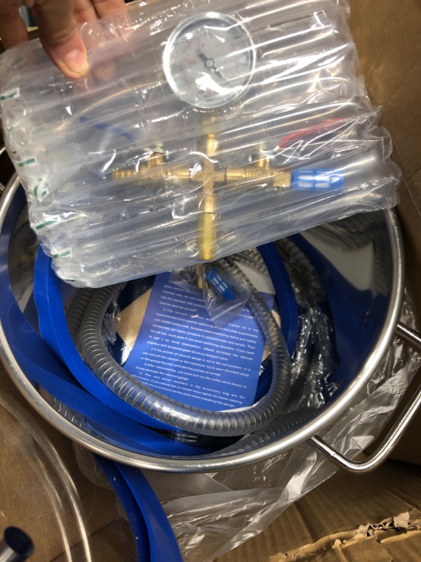 Photo 5 of 3 Gallon Vacuum Chamber with Pump, Stainless Steel Vacuum Degassing Chamber Kit, Degassing Chamber Kit with 4CFM 1/3HP Single Stage Vacuum Pump Without Oil, Not for Wood Stabilizing 3 Gallon 4CFM