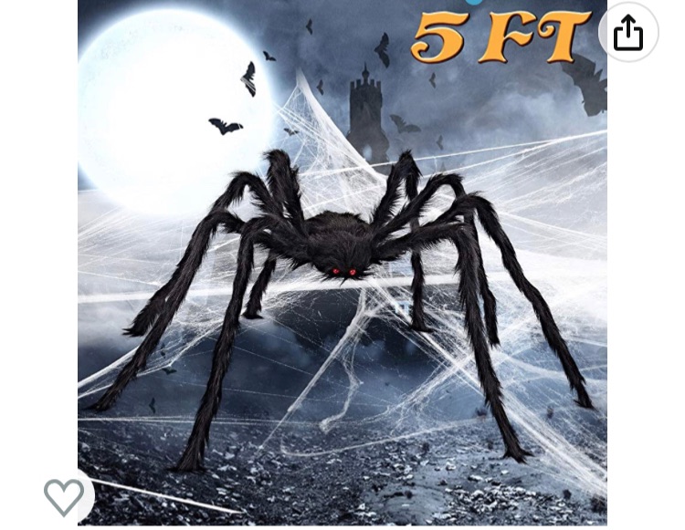 Photo 1 of ALLADINBOX Halloween Hairy Scary Virtual Realistic Posable Spider Black - Indoor Outdoor Yard Furry Giant Haunted House Party Decor Supplies, 5FT