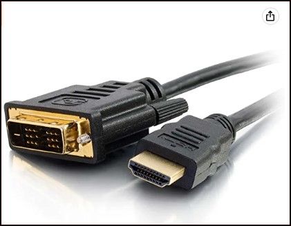 Photo 1 of C2G DVI to HDMI Cable, HDMI Adapter, DVI-D Male to HDMI Male, 1080p, Gold Plated for PS4 & PS3, 6.56 Feet (2 Meters), Black,