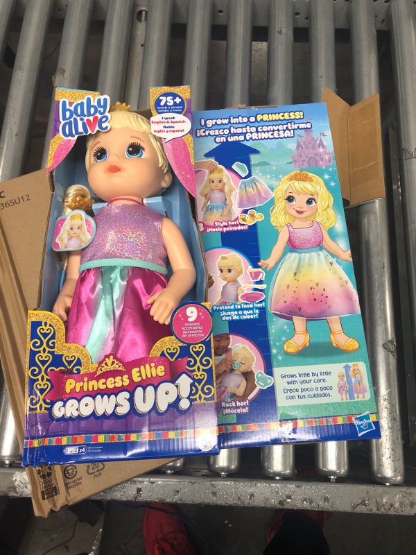 Photo 2 of Baby Alive Princess Ellie Grows Up! Interactive Baby Doll with Accessories, Talking Baby Dolls, Toys for 3 Year Old Girls and Boys and Up, Blonde Hair, 18-Inch
