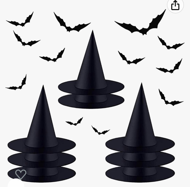 Photo 1 of GHANTOY 8PCS Black Halloween Witch Hats, Black Witch Hats Hanging, Halloween Black Witch Hat Witch Cap Costume Accessory for Halloween Christmas Party, Witch Hat Magician Witch?Black?