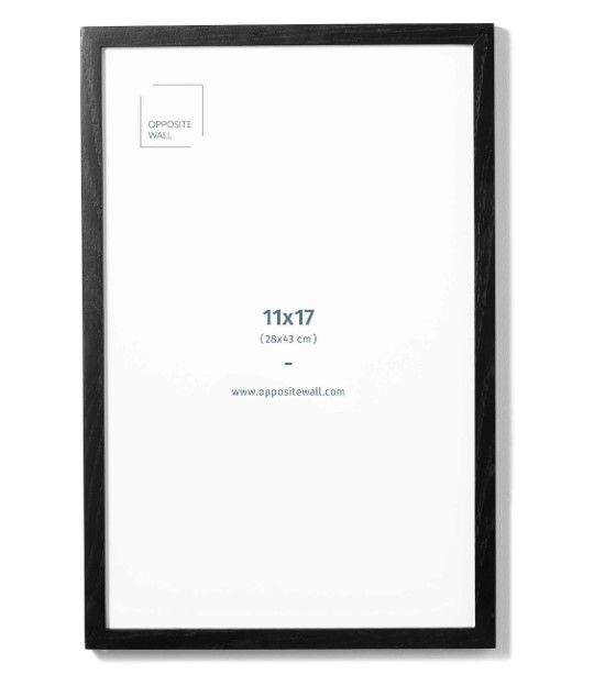 Photo 1 of *Use Stock Photo for Reference/See Photos* Solid black oak picture frame to fit our modern minimalist prints sized 11x17 inches or 28x43 cm

