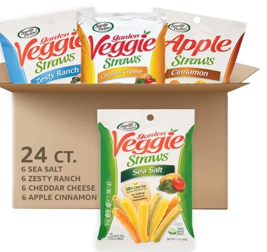 Photo 1 of * some expired Dec 14 2022* Sensible Portions Veggie Straws, Snack Size Variety Pack, Sea Salt, Ranch, Cheddar, Apple Cinnamon, 1 Oz, Pack of 24
