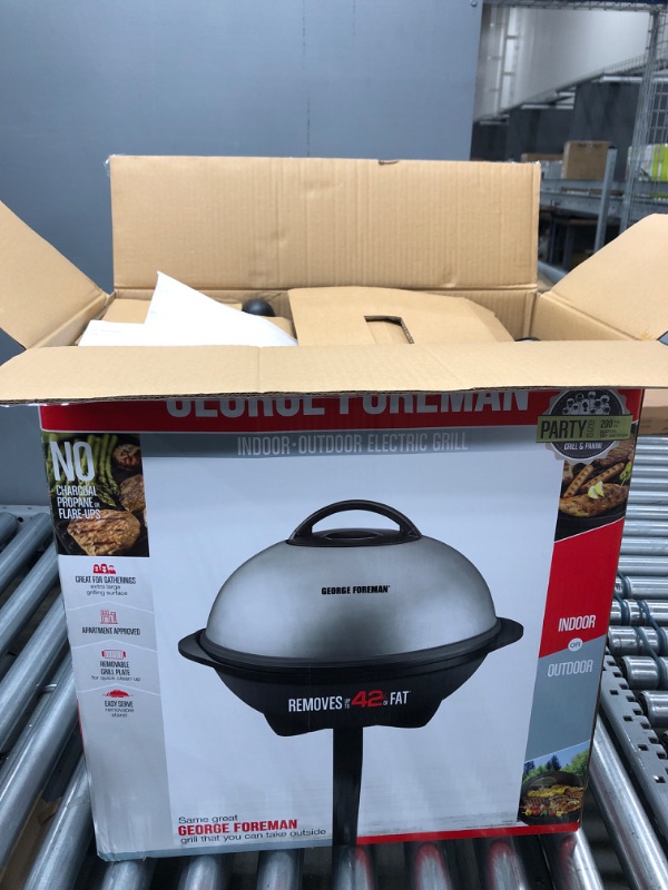 Photo 2 of *Unopened Factory Packaging* George Foreman, Silver, 12+ Servings Upto 15 Indoor/Outdoor Electric Grill, GGR50B, REGULAR
