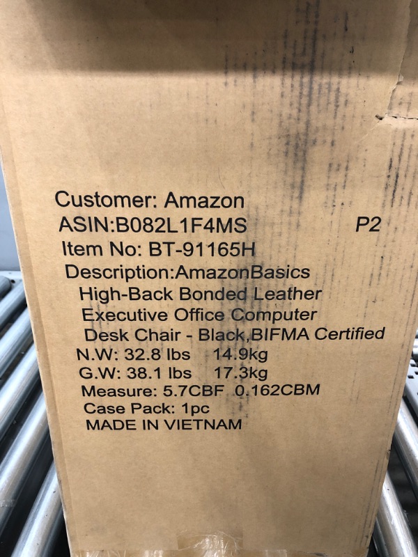 Photo 2 of *Unopened Factory Packaging* Amazon Basics High-Back Bonded Leather Executive Office Computer Desk Chair - Black (6ft) 6ft Black