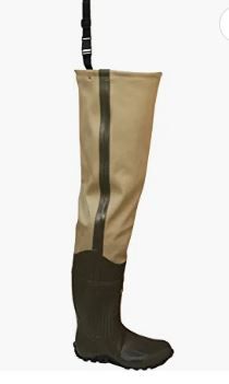 Photo 1 of Bull Frogg 3-ply PVC Canvas Bootfoot Hip Wader Men's Size 13 Khaki 

