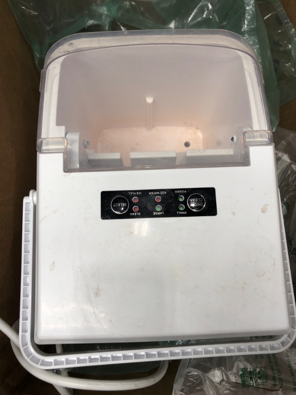 Photo 1 of *Non-Functional/Parts Only* Zlinke Portable ice Maker countertop with Handle,9 Cubes Ready in 6 Mins,28lbs/24Hrs,2 Sizes of Bullet Ice.Self-Cleaning Ice Machine with Ice Scoop and Basket,for Home Kitchen,Office,Bar & Party White