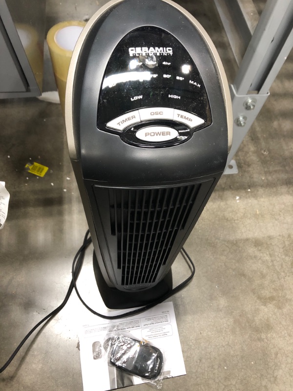 Photo 3 of *Non-Functional/Does not power on/Parts Only* Lasko Oscillating Ceramic Tower Space Heater for Home with Adjustable Thermostat, Timer and Remote Control, 22.5 Inches, Grey/Black, 1500W, 751320