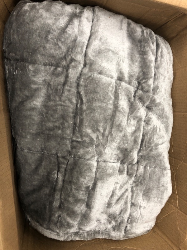 Photo 2 of *Used* Topblan Sherpa Fleece Weighted Blanket 15lbs, Uniformed Color with Fuzzy Fleece and Shaggy Sherpa to Help with Better Sleep, 60x80 inches, Grey Full Grey 60" x 80" 15LBS