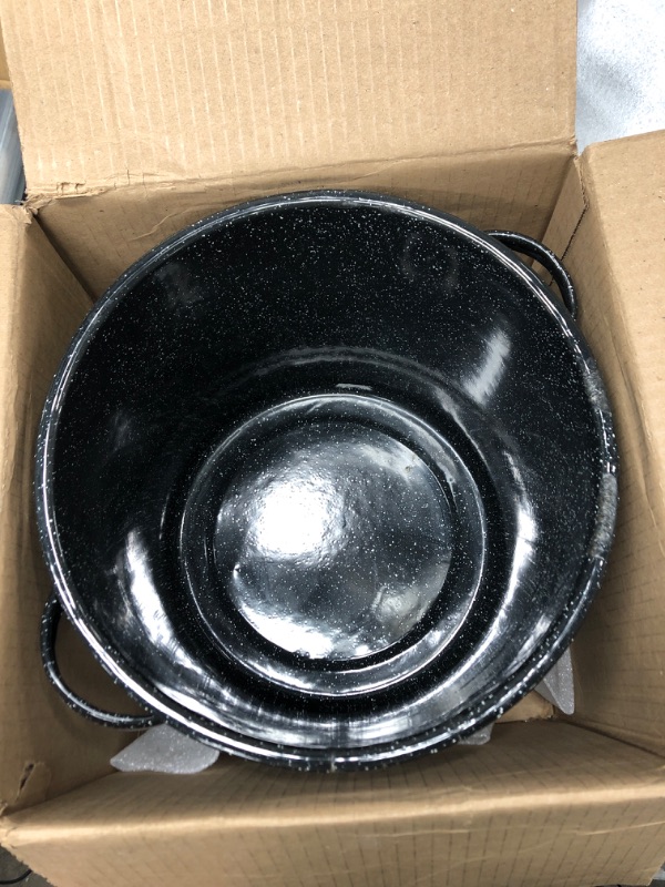 Photo 2 of *Minor Damage/Small Scratch on inside bottom/See last photo* Granite Ware Enamel on Steel 15.5-Quart Stock Pot with lid, Speckled Black
