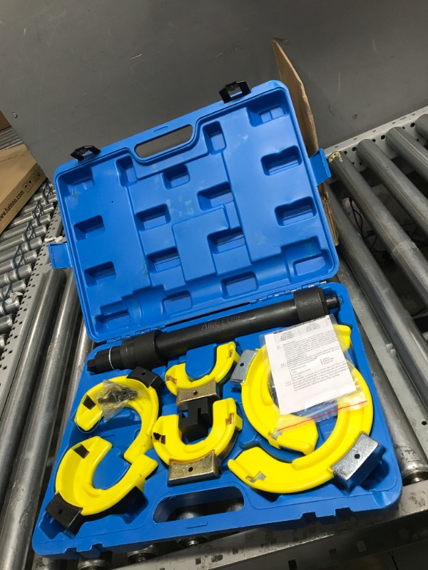 Photo 2 of Amerbm Spring Compressor Tool Macpherson Interchangeable Fork Strut Coil Extractor Tool Set with Safety Guard and Carrying Case