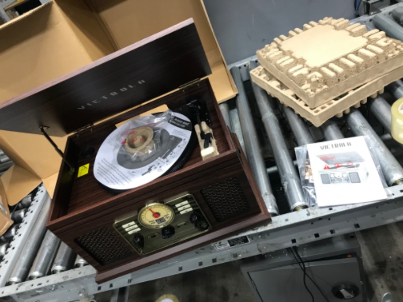 Photo 1 of Victrola Nostalgic 6-in-1 Bluetooth Record Player & Multimedia Center with Built-in Speakers - 3-Speed Turntable, CD & Cassette Player, AM/FM Radio | Wireless Music Streaming | Espresso Espresso Entertainment Center