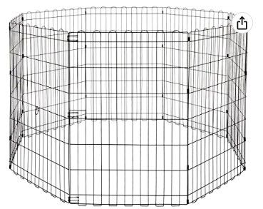 Photo 1 of Amazon Basics Foldable Metal Pet Dog Exercise Fence Pen - 60 x 60 x 36 Inches, Black
