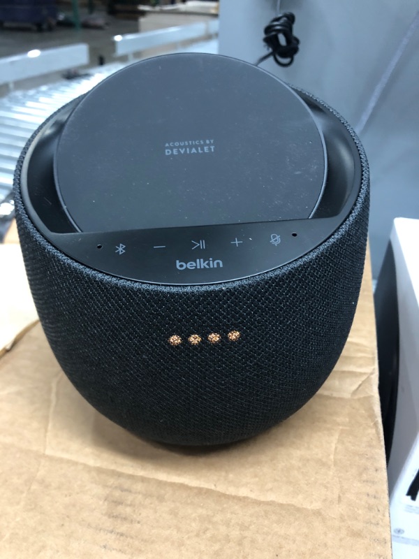 Photo 2 of Belkin SoundForm Elite Hi-Fi Smart Speaker + Wireless Charger (Alexa Voice-Controlled Bluetooth Speaker) Sound Technology By Devialet - Fast Wireless Charging For iPhone, Samsung Galaxy & More (Black)