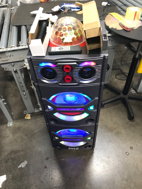 Photo 1 of Portable Bluetooth PA Speaker System - 2000W Active Powered Outdoor Bluetooth Speaker Portable PA System w/ Microphone in & Pro Includes 15ft XLR Cable to 1/4'' Audio Connection, Black