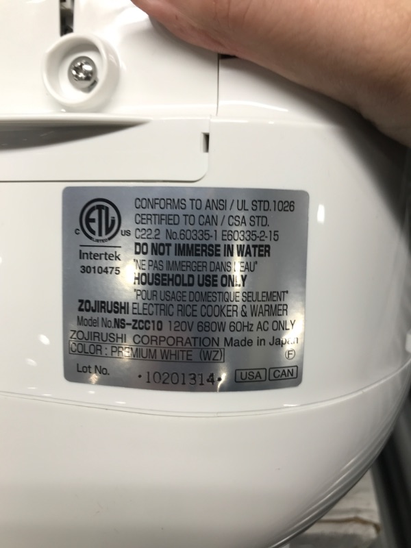 Photo 5 of ***TESTED POWERS ON*** Zojirushi, Made in Japan Neuro Fuzzy Rice Cooker, 5.5-Cup, Premium White