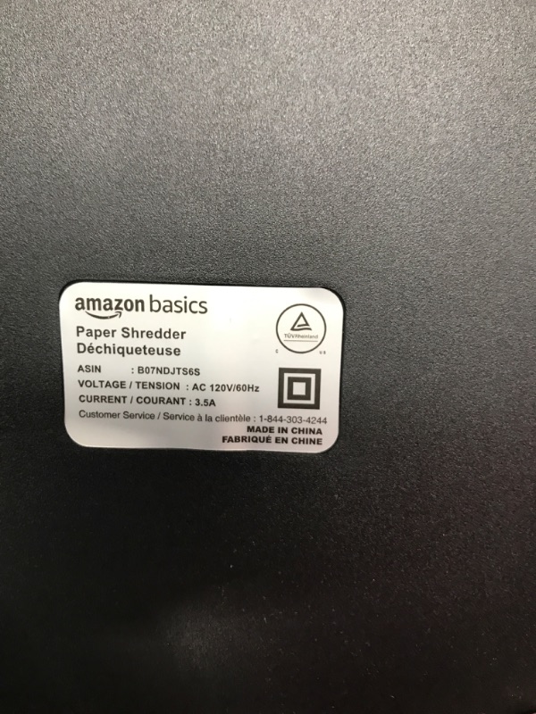 Photo 5 of ***TESTED WORKING*** Amazon Basics 8-Sheet High-Security Micro-Cut Shredder with Pullout Basket 8 Sheet Shredder