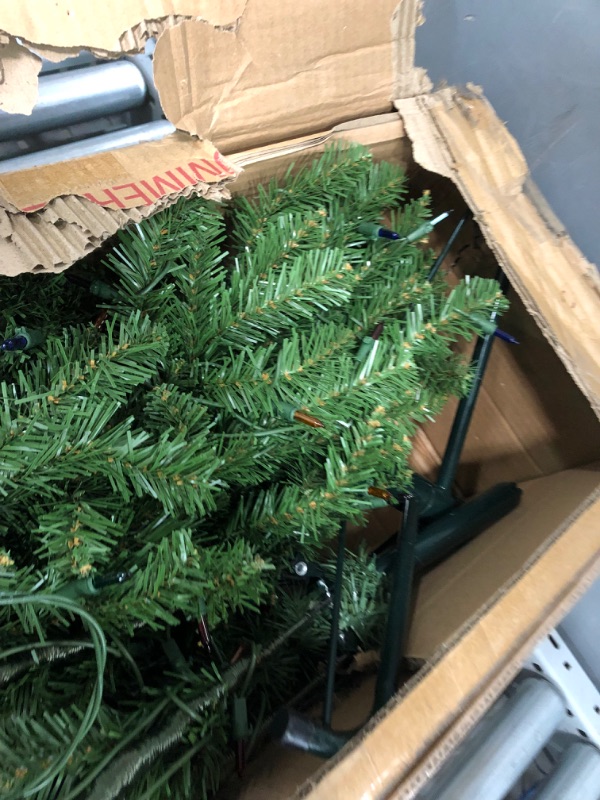 Photo 4 of **USED**
National Tree Company Artificial Pre-Lit Slim Christmas Tree, Green, Kingswood Fir, Multicolor Lights, Includes Stand, 7 Feet 7 ft