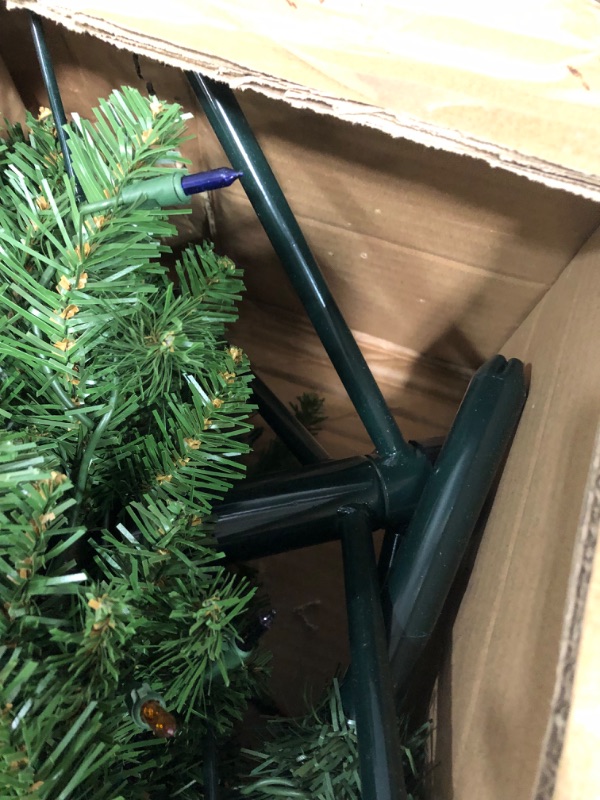 Photo 1 of **USED**
National Tree Company Artificial Pre-Lit Slim Christmas Tree, Green, Kingswood Fir, Multicolor Lights, Includes Stand, 7 Feet 7 ft