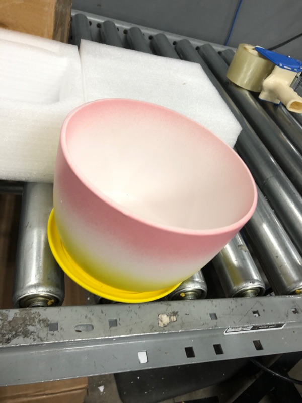 Photo 1 of 7'IN ROUND PINK & YELLOW PLANT POT, VIEW PHOTOS