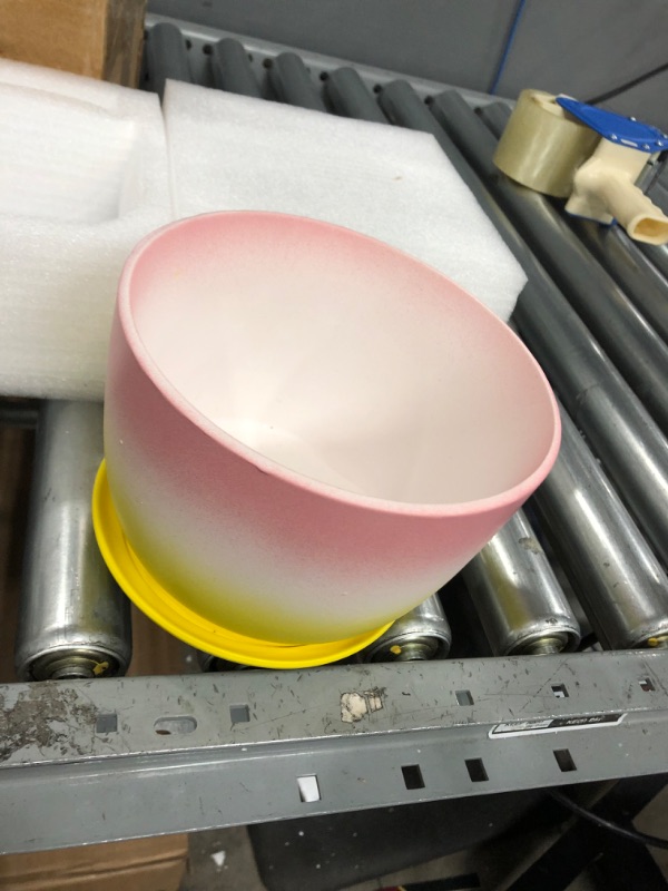 Photo 1 of 7'IN ROUND PINK & YELLOW PLANT POT, VIEW PHOTOS