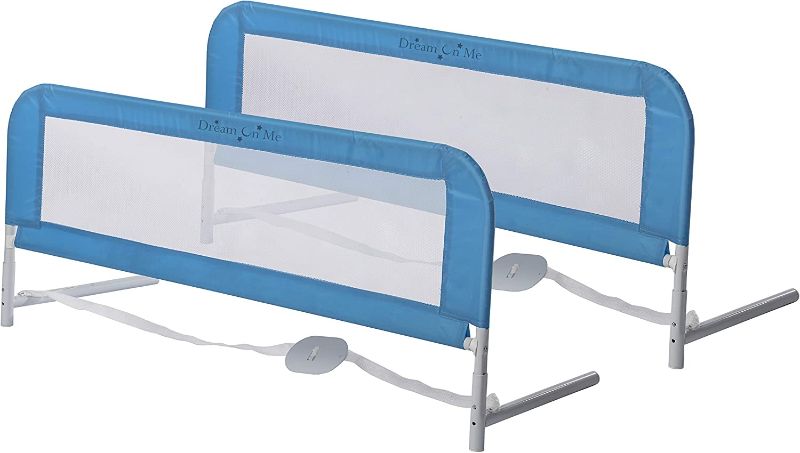 Photo 1 of Dream On Me Adjustable Mesh Bed Rail in Blue, Two Height Levels, Breathable and Durable Fabric, Lightweight and Portable Bed Rail for Toddlers, Double Pack
