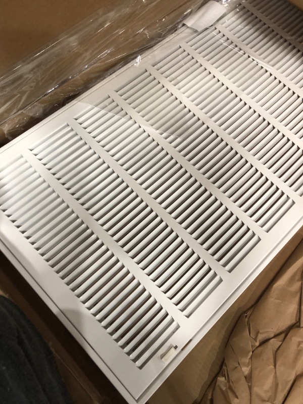 Photo 3 of 10" X 12" Steel Return Air Filter Grille for 1" Filter - Easy Plastic Tabs for Removable Face/Door - HVAC DUCT COVER - Flat Stamped Face -White [Outer Dimensions: 11.75w X 13.75h] White 10 X 12