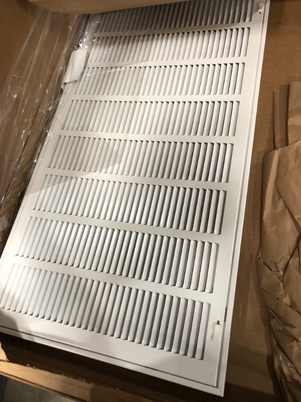 Photo 4 of 10" X 12" Steel Return Air Filter Grille for 1" Filter - Easy Plastic Tabs for Removable Face/Door - HVAC DUCT COVER - Flat Stamped Face -White [Outer Dimensions: 11.75w X 13.75h] White 10 X 12