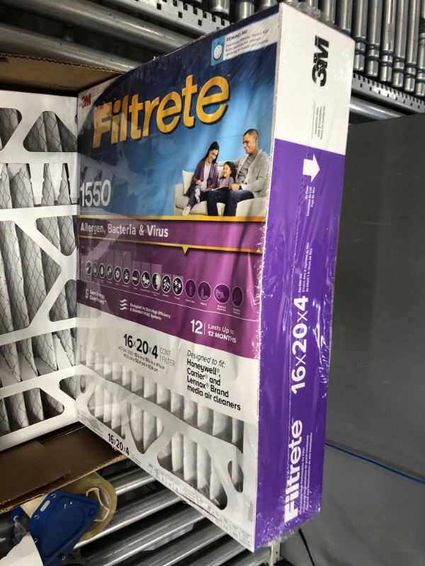 Photo 2 of ***ONE IS SCRATCHED**
Filtrete 16x20x4 Furnace Air Filter MPR 1550 DP MERV 12, Healthy Living, 2 Pack, Fits Lennox & Honeywell Devices (exact dimensions 15.68 x 19.68 x 3.81) 2 Count (Pack of 1) 16x20x4 Air Filter