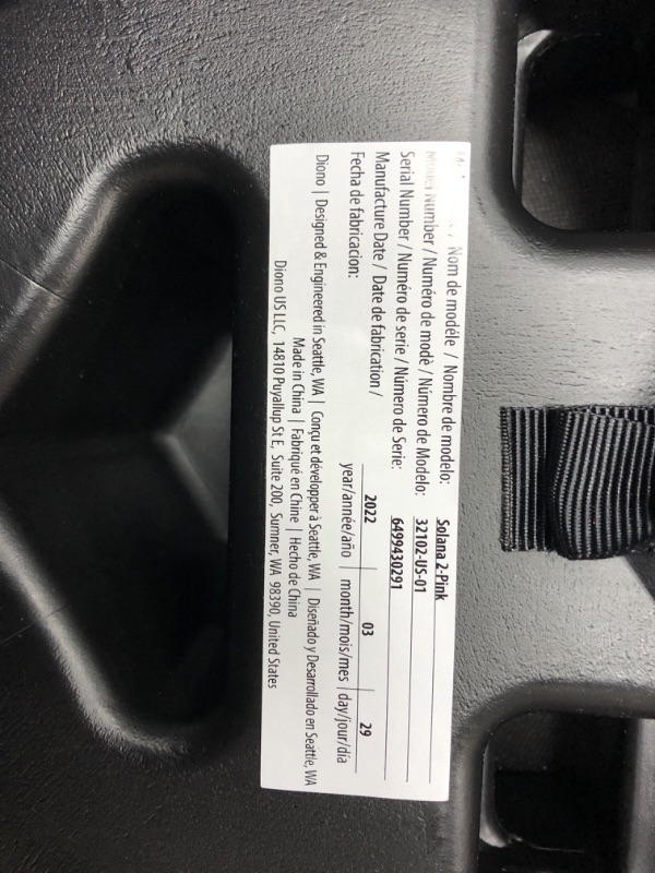 Photo 3 of Diono Solana 2 XL 2022, Dual Latch Connectors, Lightweight Backless Belt-Positioning Booster Car Seat, 8 Years 1 Booster Seat, Pink NEW! LATCH Connect Single Pink