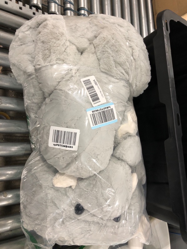 Photo 2 of Animal Adventure - Sqoosh2Poof - Jumbo Plush Character Compressed Inside Small Box - 54" Elephant , Gray