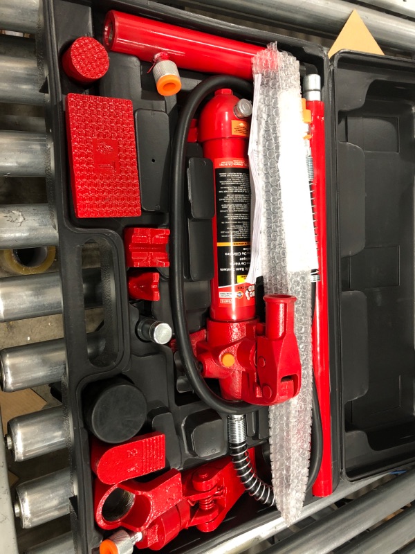 Photo 2 of BIG RED T70401S Torin Portable Hydraulic Ram: Auto Body Frame Repair Kit with Blow Mold Carrying Storage Case, 4 Ton (8,000 lb) Capacity, Red