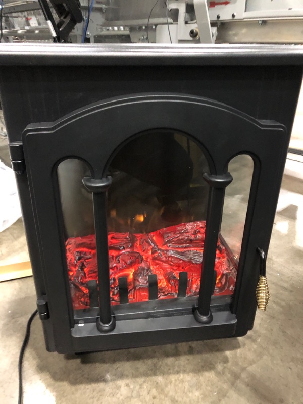 Photo 4 of ***TESTED***R.W.FLAME Infrared Electric Fireplace Stove, 16" Freestanding Fireplace Heater, Realistic Flame Effects, Adjustable Brightness and Heating Mode, Overheating Safe Design, 1000W/1500W, Black Black 16.3"LX 22.8"H