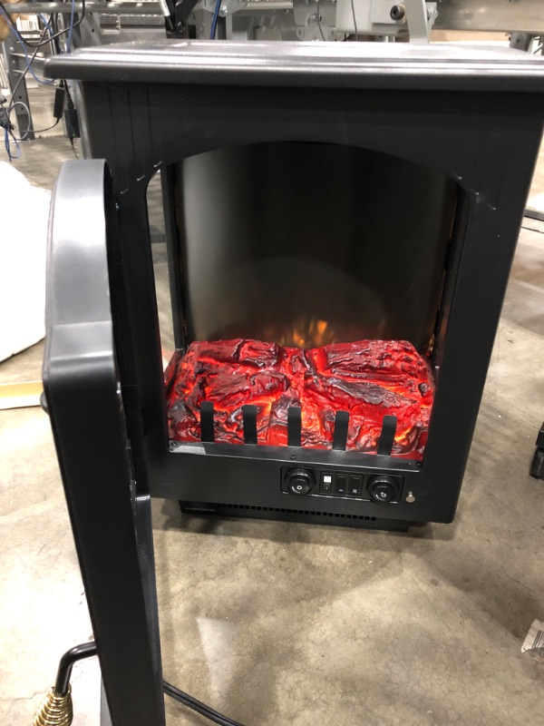 Photo 3 of ***TESTED***R.W.FLAME Infrared Electric Fireplace Stove, 16" Freestanding Fireplace Heater, Realistic Flame Effects, Adjustable Brightness and Heating Mode, Overheating Safe Design, 1000W/1500W, Black Black 16.3"LX 22.8"H