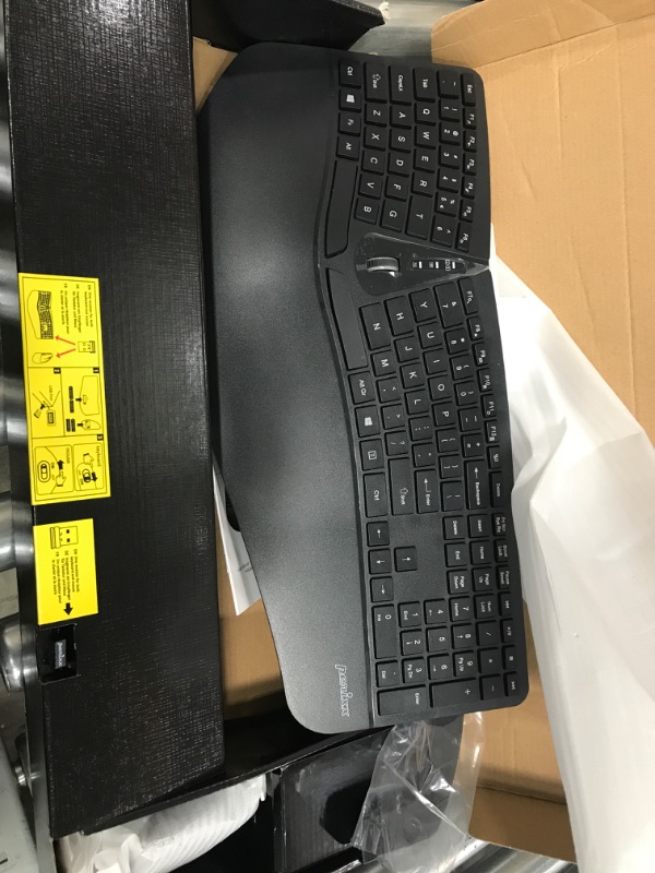 Photo 2 of Perixx Periduo-605, Wireless Ergonomic Split Keyboard and Vertical Mouse Combo, Adjustable Palm Rest and Membrane Low Profile Keys, Black, US English Layout (11633)