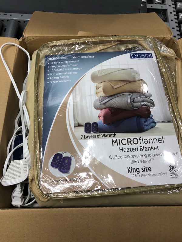 Photo 6 of ***USED/TESTED***Thermee Micro Flannel King-Size Ultra Velvet Electric Heated Blanket, Machine Wash & Dry, Timer & Safety Shutoff, 108Lx90W, Fawn King Fawn