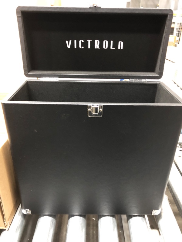 Photo 2 of Victrola Vintage Vinyl Record Storage and Carrying Case, Fits all Standard Records - 33 1/3, 45 and 78 RPM, Holds 30 Albums, Perfect for your Treasured Record Collection, Black