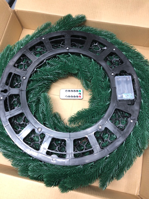 Photo 3 of ***NOT TESTED***24 Inch Prelit Artificial Christmas Wreath with Lights,Lighted Xmas Wreaths for Front Door with 60 LED Battery Operated 8 Modes Remote Control Timer,Indoor Outdoor Wall Christmas Decorations 24 inches