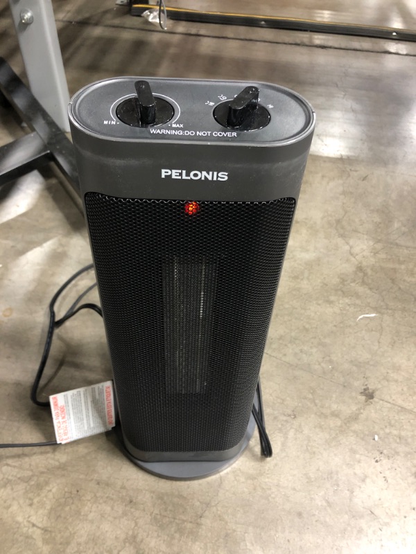 Photo 2 of ***TESTED***PELONIS PTH15A2BGB 1500W Fast Heating Space Heater, Programmable Thermostat, Easy Control, Widespread Oscillation, Over Heating & Tip-over Switch Protection, 7.72 x 7.72 x 17.76 Inches, Gray , Grey