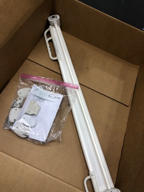 Photo 2 of ***UNKNOWN MISSING PARTS***Momcozy Retractable Baby Gate, 33" Tall, Extends up to 55" Wide, Child Safety Baby Gates for Stairs, Doorways, Hallways, Indoor, Outdoor 33" Tall x 55" Wide White