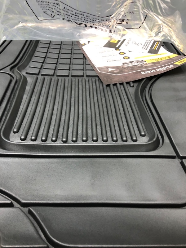 Photo 1 of Caterpillar CAT Large Heavy Duty Odorless Rubber Floor Mats, Total Protection Durable Trim to Fit Liners for Car Truck SUV & Van, All Weather, Black (CAMT-150-BK)