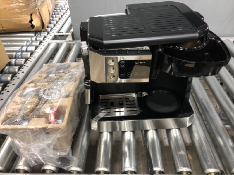 Photo 2 of ***MAJOR DAMAGE/SEE PHOTOS/PARTS ONLY***De'Longhi All-in-One Combination Coffee Maker & Espresso Machine + Advanced Adjustable Milk Frother for Cappuccino & Latte + Glass Coffee Pot 10-Cup, COM532M