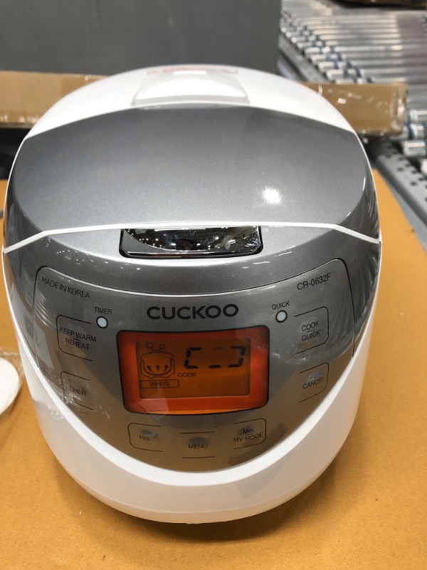 Photo 2 of ***TESTED POWERS ON*** CUCKOO CR-0632F | 6-Cup (Uncooked) Micom Rice Cooker | 9 Menu Options: White Rice, Brown Rice & More, Nonstick Inner Pot, Made in Korea | White/Grey White/Silver