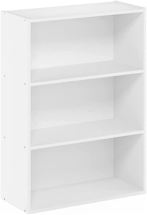 Photo 1 of Furinno Pasir 3-Tier Open Shelf Bookcase, Plain White