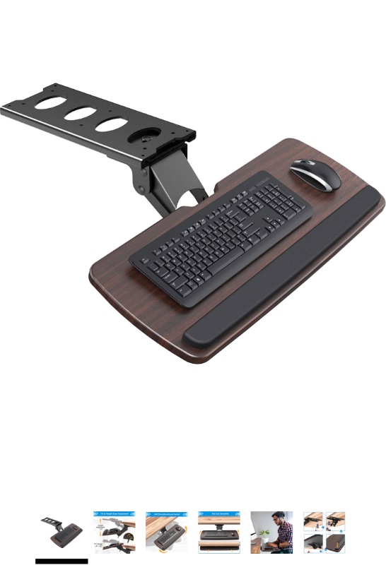 Photo 1 of HUANUO Keyboard Tray Under Desk?360 Adjustable Ergonomic Sliding Keyboard & Mouse Tray, 25" W x 9.8" D, Brown