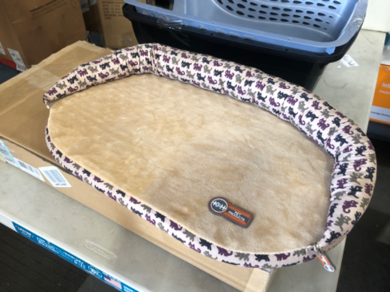 Photo 2 of **SEE NOTE** K&H PET PRODUCTS Deluxe Bolster Kitty Sill Cat Window Hanging Bed and Cat Hammock Tan/Kitty Print Unheated w/Bolster