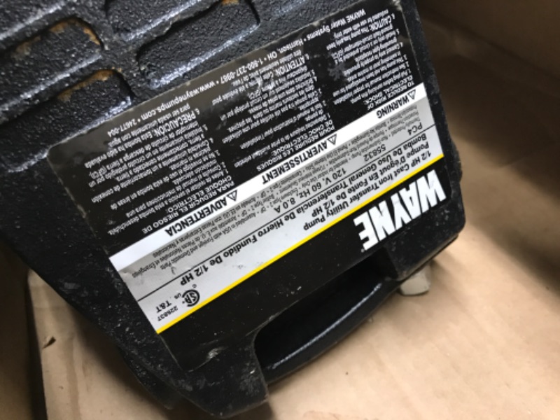 Photo 3 of **DOES NOT COME WITH THE FRONT PART**- WAYNE PC4 1/2 HP Cast Iron Multi-Purpose Pump With Suction Strainer, Model:55832