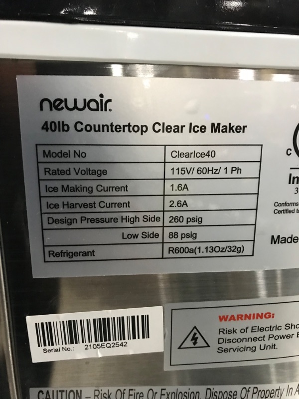 Photo 3 of (Used) Newair Silver Counter Top Ice Maker Machine,Compact Automatic Ice Maker, Cubes Ready in under 15 Minutes,Portable Ice Cube Maker with Scoop and Basket,Perfect For Home/Kitchen/Office/Bar - ClearIce40 40 Ib Ice Maker