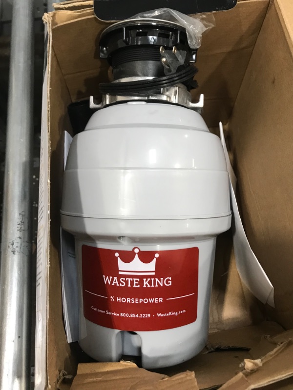 Photo 2 of (Major Damage) Waste King L-3200 Garbage Disposal with Power Cord, 3/4 HP , Gray