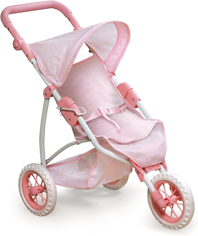 Photo 1 of Badger Basket Three Wheel Doll Jogging Stroller (fits American Girl Dolls), Pink/White (9960)
